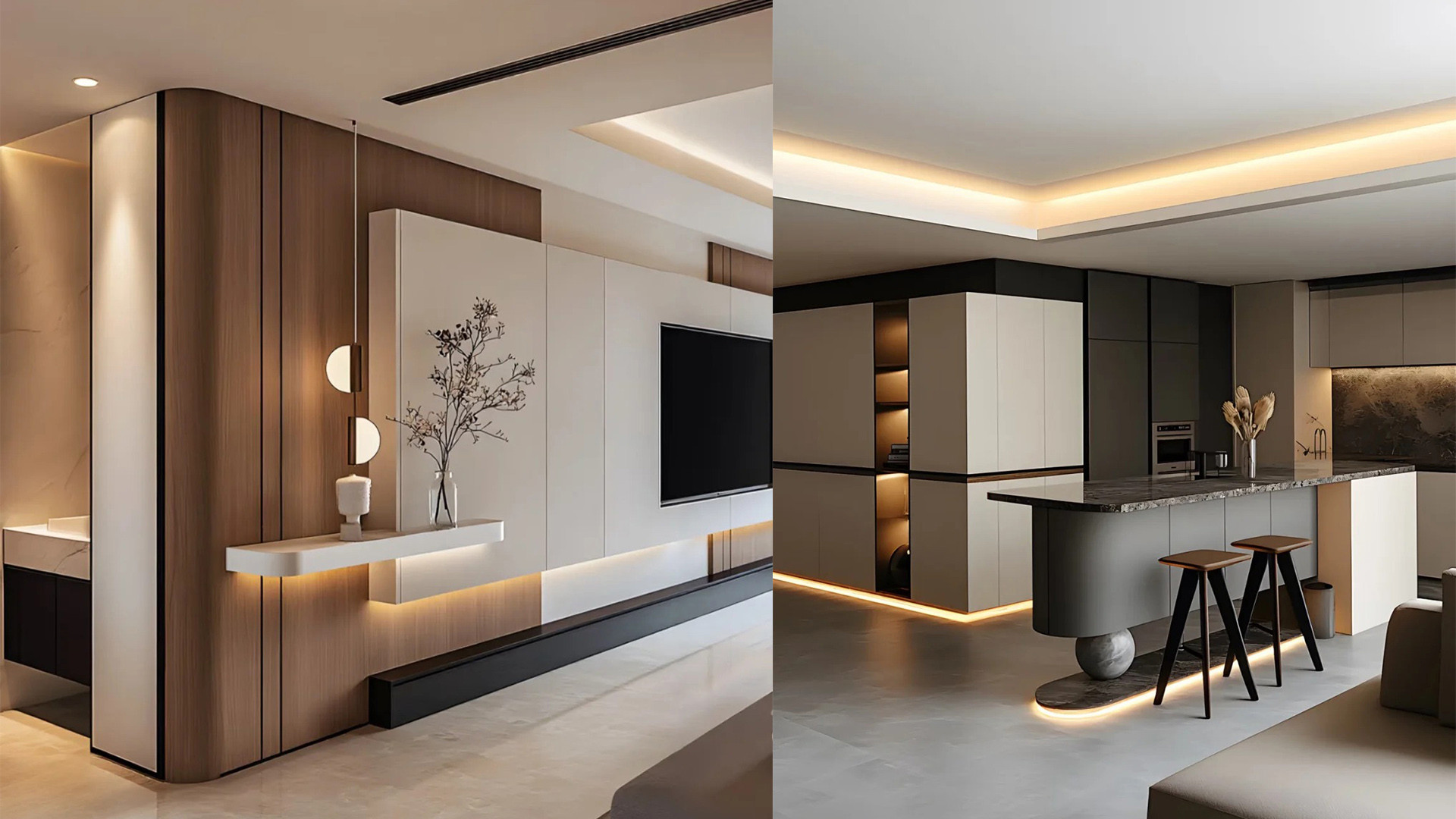 輕奢風(fēng)設(shè)計，大理石金屬與中性色調(diào)營造精致感